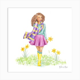 Girl with Daffodils 1 Art Print