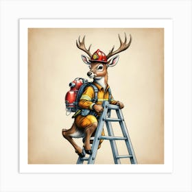 Deer Firefighter 3 Art Print