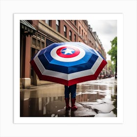 Captain America Umbrella Art Print