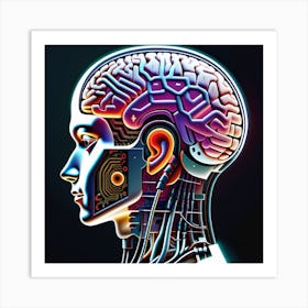 Human Brain With Artificial Intelligence 10 Art Print