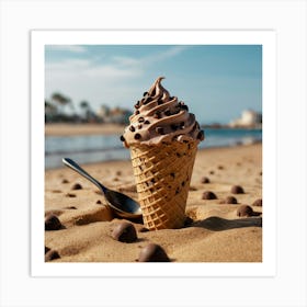 Chocolate Ice Cream On The Beach Art Print