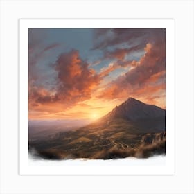 Sunset Over The Mountains Art Print