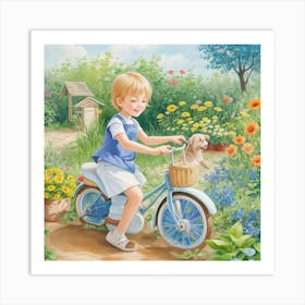 Little Girl On A Bike Art Print