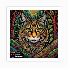 Cat In The Forest Art Print