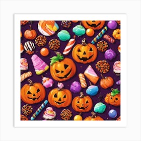 Halloween Candy Seamless Pattern 2 Art Print