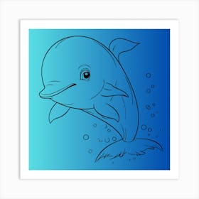 Dolphin Drawing Art Print