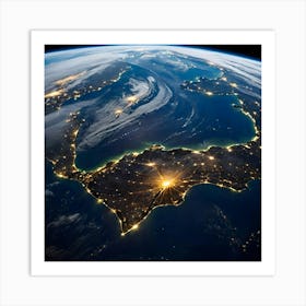 Earth At Night 31 Art Print