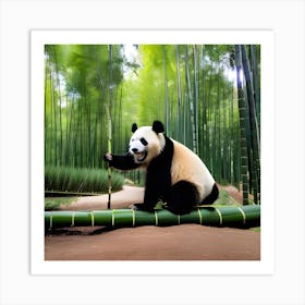 Panda In Bamboo Forest 2 Art Print