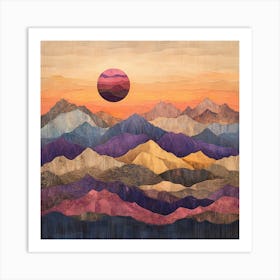 Sunset Over Mountains Art Print