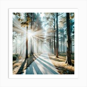 Sunrise In The Forest Art Print