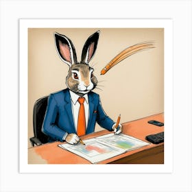 Rabbit In A Suit 49 Art Print