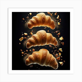 Croissants On A Black Background 2 Art Print