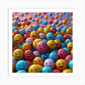 Happy Smiley Balls Art Print