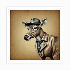 Deer In Hat Art Print