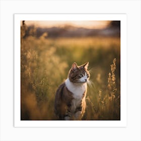 Cat In The Field Art Print