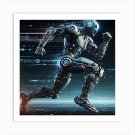 Futuristic Robot Running Art Print