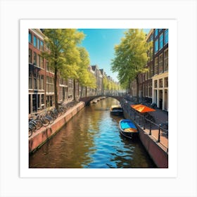 Sunny Canals Cape Vibrant Amsterdam Summer Art Print 2 Art Print