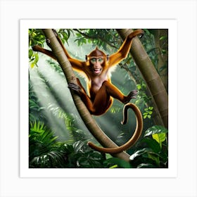 Monkey In The Jungle 2 Art Print