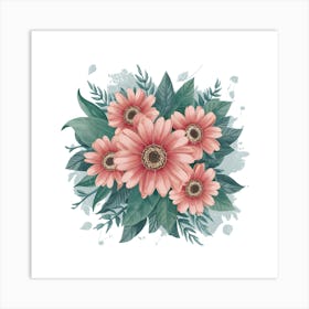 Bouquet Of Pink Flowers 1 Art Print