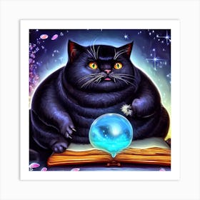 Black Cat With A Crystal Ball 6 Art Print