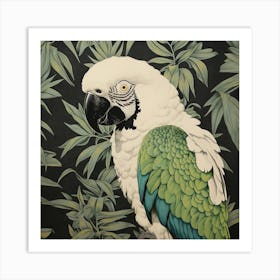 Ohara Koson Inspired Bird Painting Macaw 1 Square Art Print