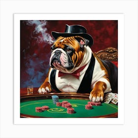 Bulldog At The Poker Table 1 Art Print