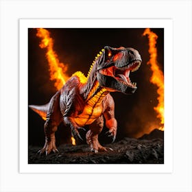 Glowing Magma T-Rex Art Print