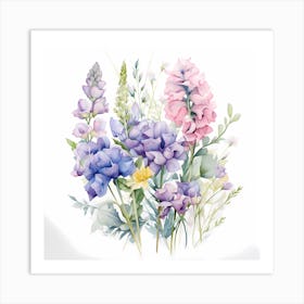 Lilac Veil: Delicate Watercolor Florals Art Print