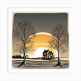 Sunset Over A House Art Print