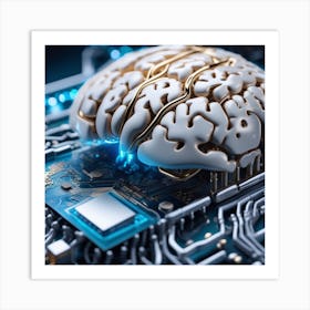 Brain On The Circuit Board Art Print