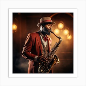 Jazz Musician Playing Saxophone 3 Art Print