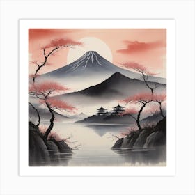 First Red Sunrise wall painting Art Print