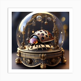 Ladybug In A Glass Dome steampunk snow globe Art Print