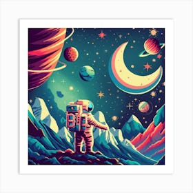 Pixel Art Space Poster Art Print