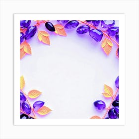 Purple Leaves On A White Background Art Print