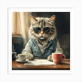 Cat With Sunglasses Art Print