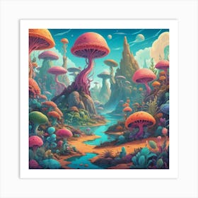 Psychedelic Landscape art print Art Print