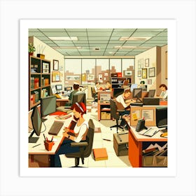 Illustration Of An Office Art Print