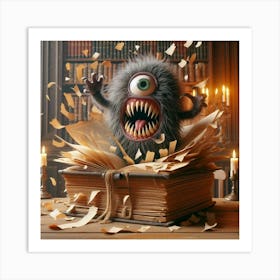 Monster In A Book 3 Art Print