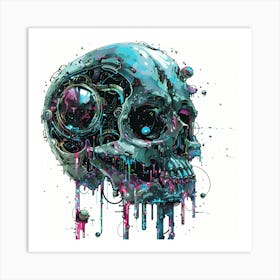 Skull Dripping Paint Art Print