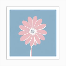 A White And Pink Flower In Minimalist Style Square Composition 120 Art Print