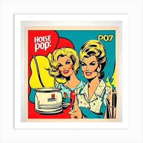 Vintage Housewife Retro 70s 50s Home Pop Art Print Drawing H Br Ezm Upscaled Art Print