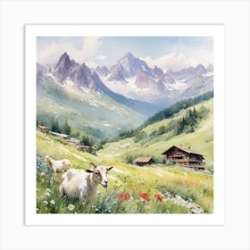 Heidi, the goat and her field Art Print