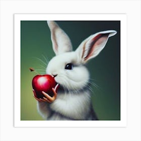 Rabbit Eating Apple 1 Art Print