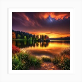 Sunset Over Lake 23 Art Print