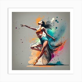 Dancer With Colorful Splashes 8 Art Print