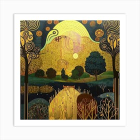 Sunset In The Woods Art Print