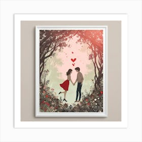 Couple In The Forest Art Print