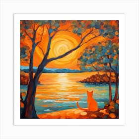 Sunset Cat 6 Art Print