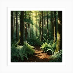 Ferns In The Forest 2 Art Print